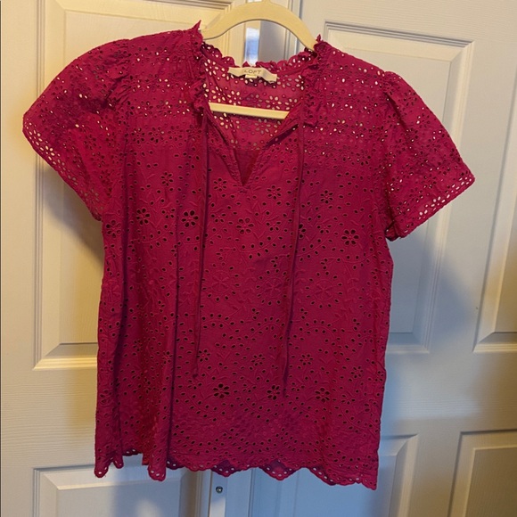Vibrant Pink Eyelet Blouse - Picture 5 of 6